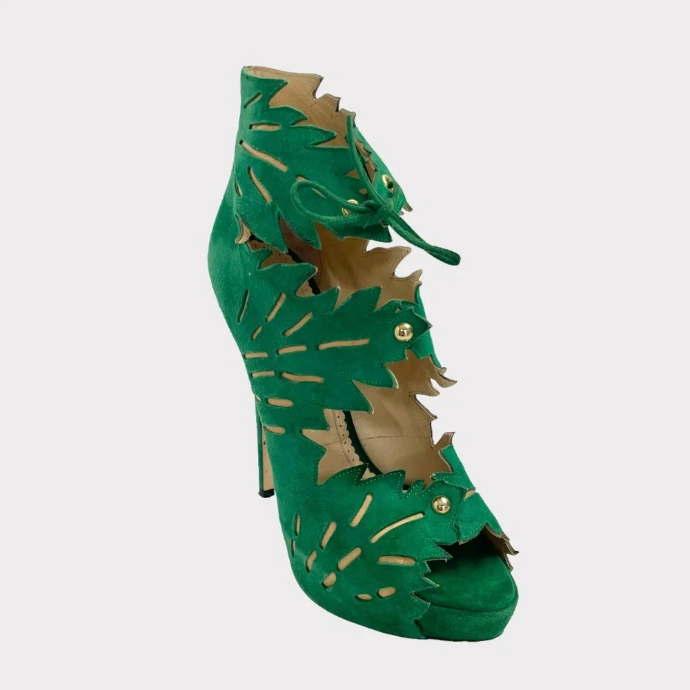 Charlotte Olympia Eve Green Tropical‎ Leaf Heels